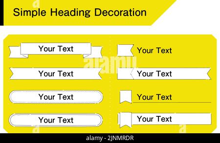 Einfache Headline Dekoration, Band, Tag, Box, weißer Hintergrund auf gelbem Hintergrund Stock Vektor