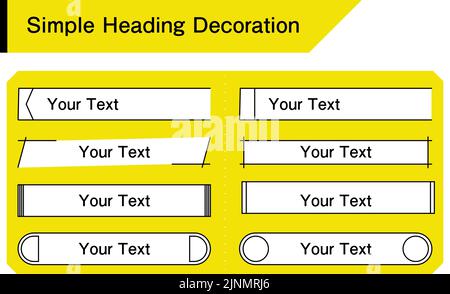 Einfache Headline Dekoration, Box, Design, weißer Hintergrund auf gelbem Hintergrund Stock Vektor