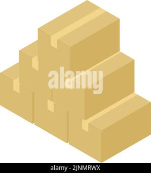 Isometrische Abbildung mit hohem Karton Stock Vektor