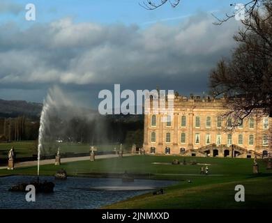 Chatsworth House im Winter Stockfoto