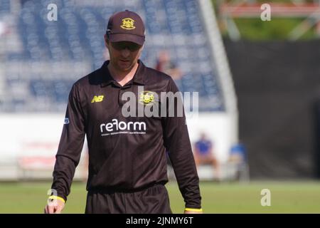 Chester le Street, England, 12. August 2022. Tom Smith spielt für Gloucestershire CCC gegen Durham Cricket beim Royal London One Day Cup im Seat Unique Riverside. Quelle: Colin Edwards Stockfoto