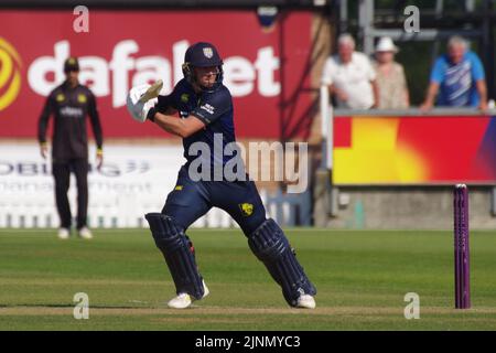 Chester le Street, England, 12. August 2022. Scott Borthwick hat sich beim Royal London One Day Cup im Seat Unique Riverside für Durham Cricket gegen Gloucestershire CCC geschlagen. Quelle: Colin Edwards Stockfoto