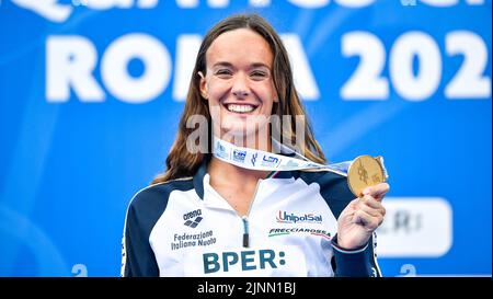 Roma, Italien. 12. August 2022. PANZIERA Margherita ITA ITALIEN Gold Medal200m Rückenschwimmen Frauen Roma, 12/8/2022 Stadio del Nuoto XXVI len Europameisterschaften Roma 2022 Foto Andrea Staccioli/Deepbluemedia/Insidefoto Kredit: Insidefoto di andrea staccioli/Alamy Live News Stockfoto