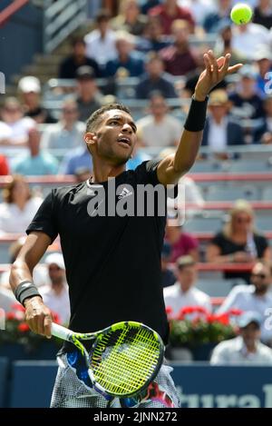 Montreal, Quebec, Kanada. 12. August 2022. FELIX AUGER-ALIASSIME in seinem Viertelfinale beim Tennisturnier National Bank Open in Montreal, Kanada. (Bild: © Christopher Levy/ZUMA Press Wire) Bild: ZUMA Press, Inc./Alamy Live News Stockfoto