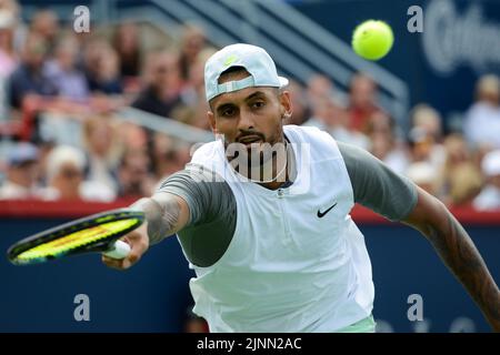 Montreal, Quebec, Kanada. 12. August 2022. NICK KYRGIOS in seinem Viertelfinale beim National Bank Open Tennisturnier in Montreal, Kanada. (Bild: © Christopher Levy/ZUMA Press Wire) Bild: ZUMA Press, Inc./Alamy Live News Stockfoto