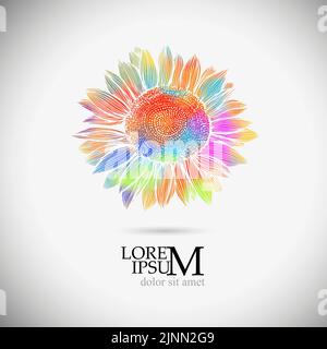 Farbige Sonnenblumenblume Objekt. Vektorgrafik Stock Vektor