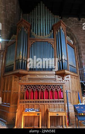 Victorian Forster und Andrews Orgel in St. Mary's Church, Church Lane, Nantwich, Cheshire, England, UK, CW5 5RQ Stockfoto