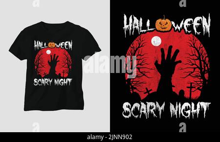 Halloween Day Special T-Shirt Grafik mit „Halloween“ Design-Vektor Grafik-Design-T-Shirt, mag, Aufkleber, Wandmatte, etc. Design-Vektor Grafik Stock Vektor