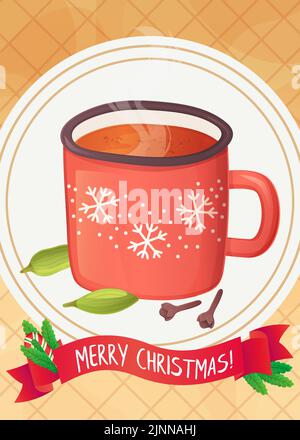Süßes Grog Getränk mit würziger weihnachtskarte Stock Vektor