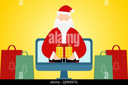 Santa Claus' Opa Liefert Geschenke Online Stock Vektor