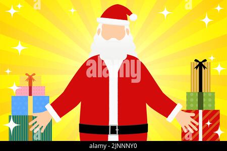 Opa Santa Claus liefert einen Haufen Geschenke Stock Vektor