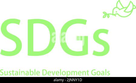 Das SDGs-Logo, eine Taube mit einem Olivenblatt und die Buchstaben SDGs Stock Vektor