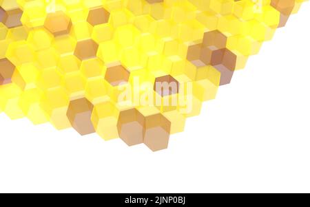 3DCG Abstract unregelmäßig ausgerichtete Sechsecke Bild von Honig mit Kopierraum Stockfoto