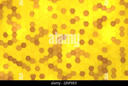 3DCG Abstract unregelmäßig ausgerichtete Sechsecke Bild von Wabe, wahre Ansicht von oben Stockfoto