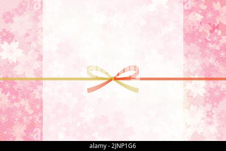 Frühling japanischen Stil Material, Gold und roten mizuhiki, Kirschblüten und blauen Meereswellen Hintergrund Stock Vektor