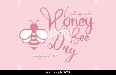 National Honigbiene Tag kalligraphische Banner-Design auf rosa Hintergrund. Schrift Schriftzug Banner, Poster, Karte Konzept Idee. Vektor-Templ Stock Vektor
