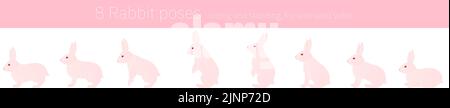 Kaninchenbewegungen zur Animation, aufstehen Stock Vektor