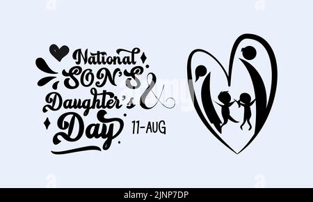 National Son’s and Daughter’s Day kalligraphisches Banner-Design auf weißem Hintergrund. Schrift Schriftzug Banner, Poster, Karte Konzept Idee. Glänzendes Bewusstsein Stock Vektor