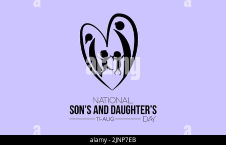 National Son’s and Daughter’s Day kalligraphisches Banner-Design auf purpurem Hintergrund. Schrift Schriftzug Banner, Poster, Karte Konzept Idee. Glänzendes Bewusstsein Stock Vektor