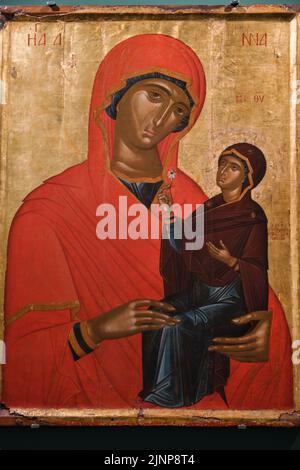 Byzantinische Annafarbe mit der Jungfrau im Benaki-Museum in Athen Stockfoto