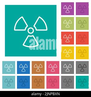 Mehrfarbige flache Symbole auf einfachen quadratischen Hintergründen. Weiße und dunklere Symbolvarianten für schwebe- oder aktive Effekte. Stock Vektor