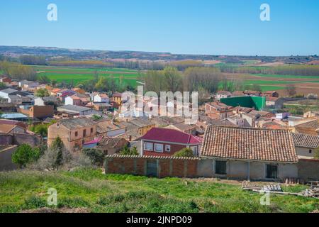 Überblick. Hoyales de Roa, Provinz Burgos, Castilla Leon, Spanien. Stockfoto