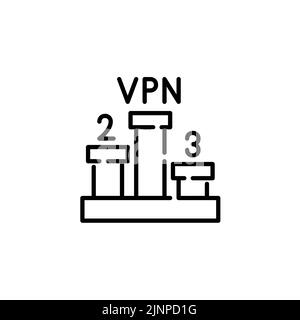 Am besten bewertetes VPN mit dem ersten Platz. Pixel-perfektes, bearbeitbares Strichsymbol Stock Vektor
