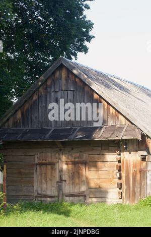 Altes Holzabwurf. Äußere Details. Nahaufnahme. Stockfoto