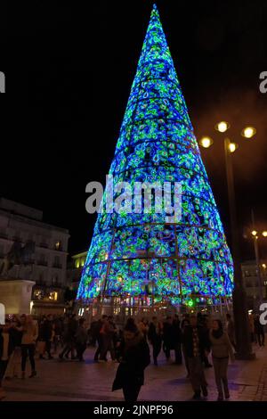 decoración Navideña en Madrid, Árbol de luces Stockfoto