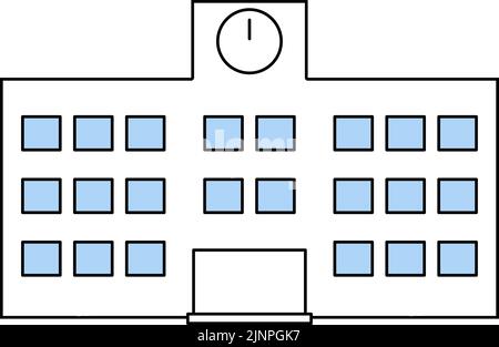 Linienzeichnung eines einfachen Schulgebäudes Stock Vektor
