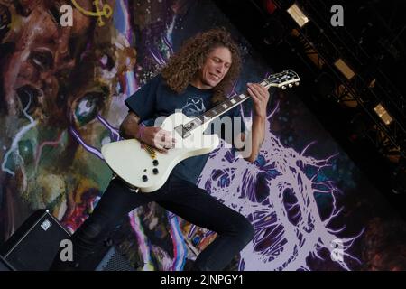 Catton Park, Großbritannien, 13. August 2022, Baest öffnet am Samstagmorgen auf der Hauptbühne beim Bloodstock Open Air Festival. Kredit: Will Tudor/Alamy Live Nachrichten Stockfoto