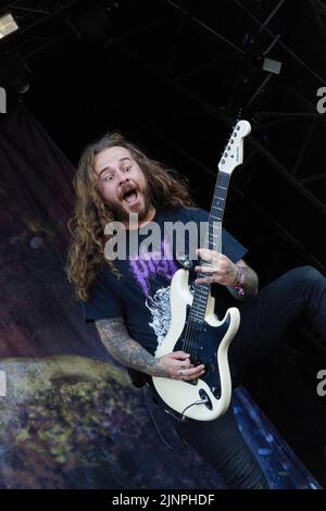 Catton Park, Großbritannien, 13. August 2022, Baest öffnet am Samstagmorgen auf der Hauptbühne beim Bloodstock Open Air Festival. Kredit: Will Tudor/Alamy Live Nachrichten Stockfoto