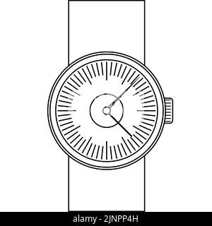 Analoges Armband Uhr schwarz weiß Umriss Symbol - Vektor-Illustration Stock Vektor