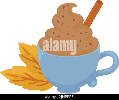 eisgekühlte Kaffeetasse und Herbstblätter Stock Vektor