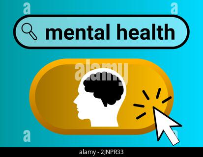 Illustration der psychischen Gesundheitsversorgung Bild auf Farbverlauf Hintergrund. Stress, Depression und Psychologie Konzept. Stockfoto