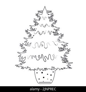 Black and white line christmas tree Stock Vektor