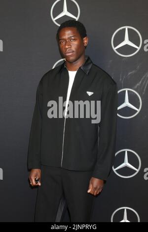Long Beach, USA. 12. August 2022. LOS ANGELES - 12. AUGUST: Damson Idris bei der Eröffnung des Mercedes-Benz Classic Centers im Mercedes-Benz Classic Center am 12. August 2022 in Long Beach, CA (Foto von Katrina Jordan/Sipa USA) Quelle: SIPA USA/Alamy Live News Stockfoto