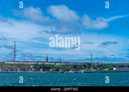 Hotels auf der Hochseeinsel und dem Kurort Helgoland, Nordsee, Schleswig-Holstein, Norddeutschland, Stockfoto