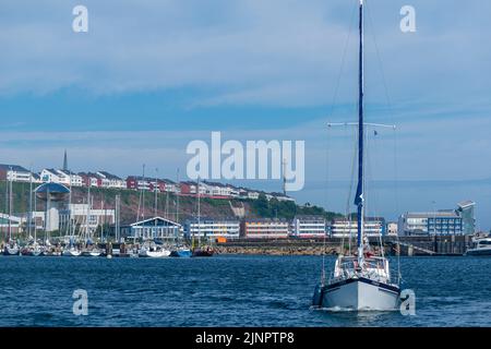 Hotels auf der Hochseeinsel und dem Kurort Helgoland, Nordsee, Schleswig-Holstein, Norddeutschland, Stockfoto