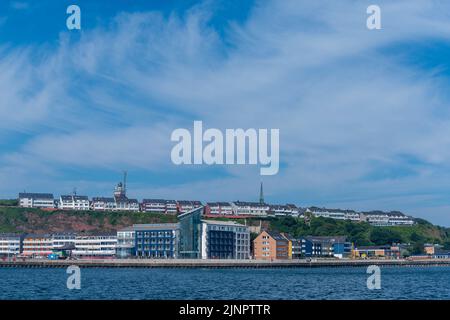 Hotels auf der Hochseeinsel und dem Kurort Helgoland, Nordsee, Schleswig-Holstein, Norddeutschland, Stockfoto