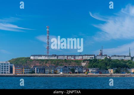 Hotels auf der Hochseeinsel und dem Kurort Helgoland, Nordsee, Schleswig-Holstein, Norddeutschland, Stockfoto