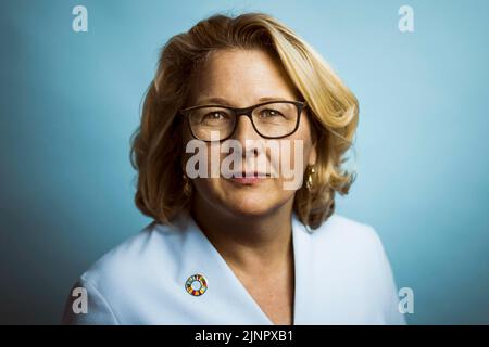 Bundesentwicklungsministerin Svenja Schulze (SPD), fotografiert nach einem Interview. Berlin, den 2.. Juni 2022. Stockfoto