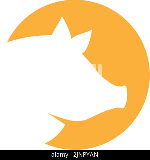 Schweinkopf-Silhouette. Schweinefleischsymbol. Schweinchen Kopf Silhouette. Farmtier-Symbol auf weißem Hintergrund isoliert. Stock Vektor