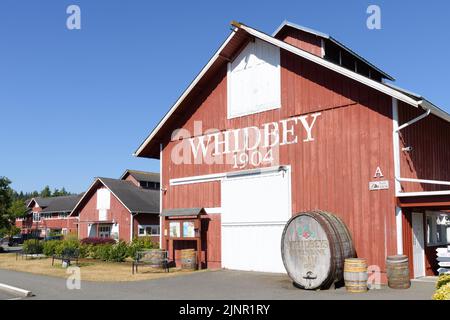 Greenbank, WA, USA - 11. August 2022; Gebäude auf der Greenbank Farm auf Whidbey Island, Washington Stockfoto