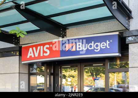 Seattle – 07. August 2022; unterschreiben Sie für einen Standort der Avis Budget Group in Seattle Stockfoto