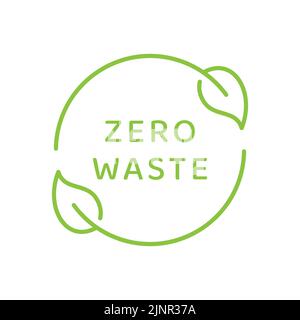Einfaches Vektoretikett ohne Verschwendung. Umweltfreundliches Abzeichen mit Blatt. Stock Vektor