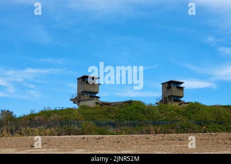 Felixstowe, Suffolk, Großbritannien - 9. August 2022 : Aussichtsturm auf dem Landguard Fort. Stockfoto