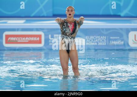 Foro Italico, Rom, Italien, 12. August 2022, Team Frankreich bei der Acquatics Europameisterschaft - Artistic Swimming (day2) - Syncro Stockfoto