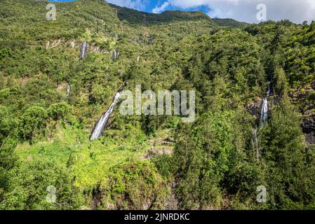 Cascade du Voile de la Mariee (Wasserfall Bride Veil), Insel Réunion, Frankreich Stockfoto