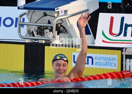 Rom, Italien. 13. August 2022. Sarah Sjoestroem (SWE) bei den Schwimmeuropameisterschaften Rom 2022 im Foro Italico am 13. August 2022. Kredit: Unabhängige Fotoagentur/Alamy Live Nachrichten Stockfoto